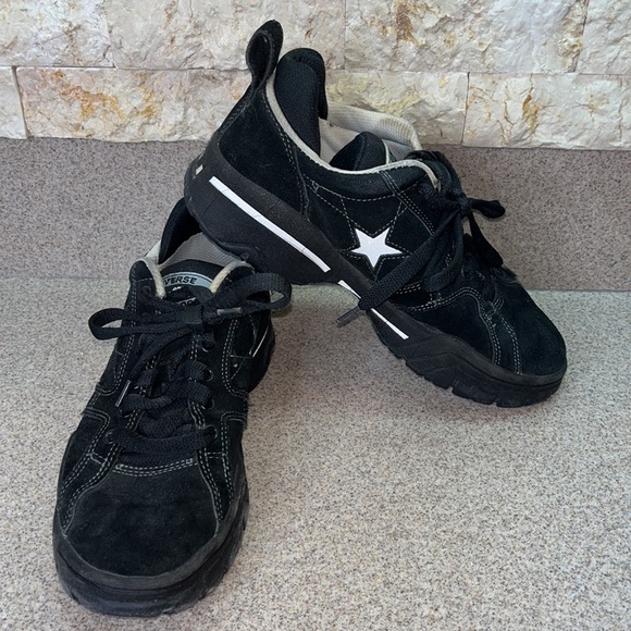 VNTG.Converse All Star One Star 2000 Black Suede Men's Size 7 1/2 Women's Size 9 - Picture 3 of 17